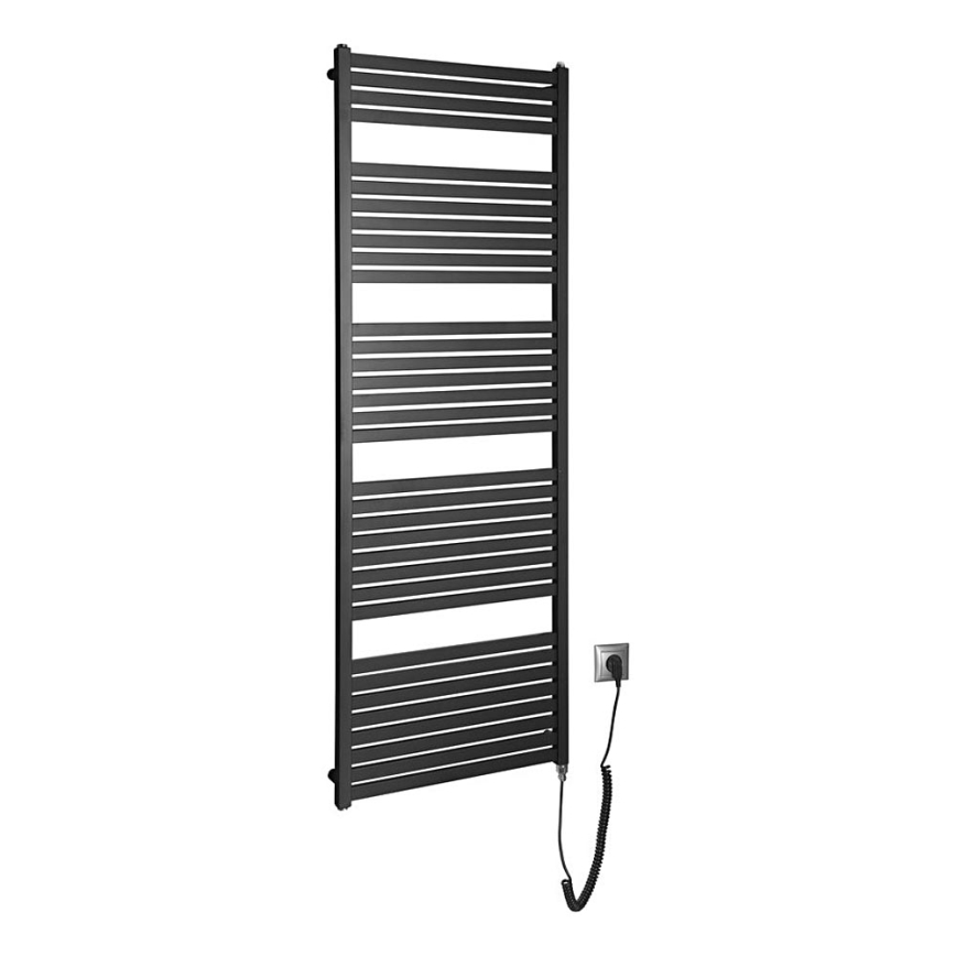 Aqualine - Vonios kambario elektra radiatorius TONDI-E 800W/230V 169 cm matinė juoda tiesus