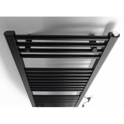 Aqualine - Vonios kambario elektrinis radiatorius DIRECT-E 300W/230V 96 cm matinis juodas tiesus