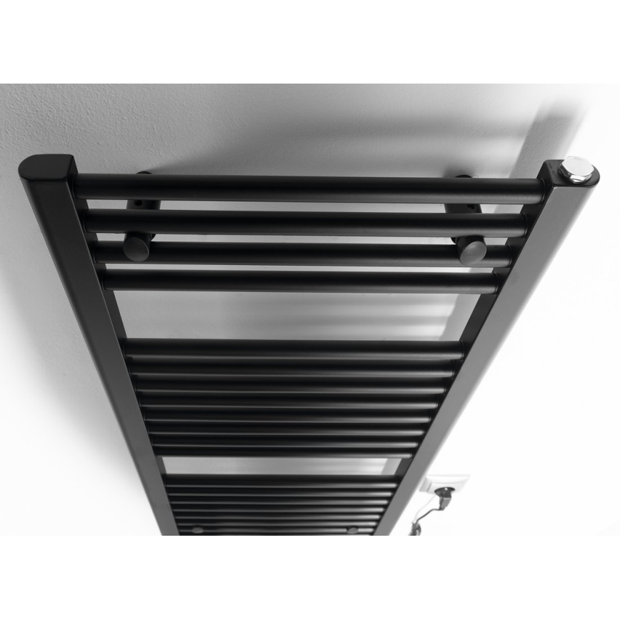Aqualine - Vonios kambario elektrinis radiatorius DIRECT-E 300W/230V 96 cm matinis juodas tiesus