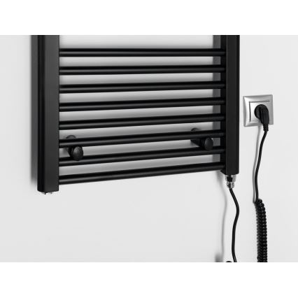 Aqualine - Vonios kambario elektrinis radiatorius DIRECT-E 300W/230V 96 cm matinis juodas tiesus