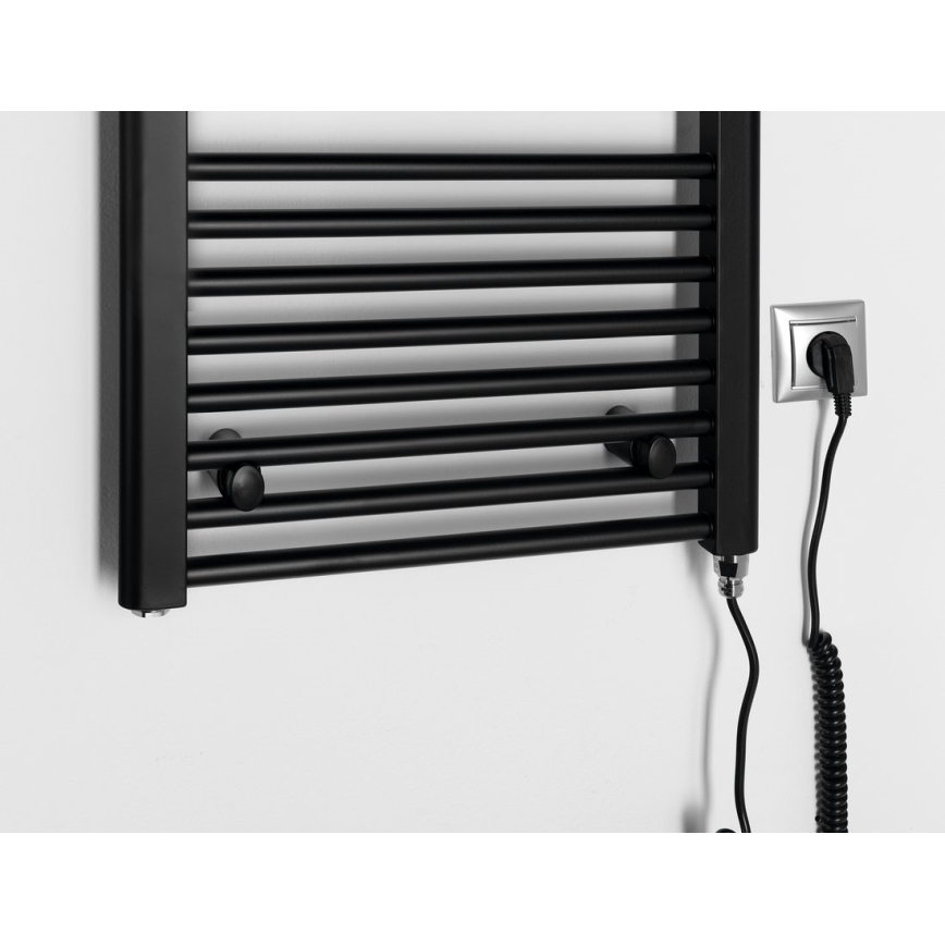 Aqualine - Vonios kambario elektrinis radiatorius DIRECT-E 300W/230V 96 cm matinis juodas tiesus