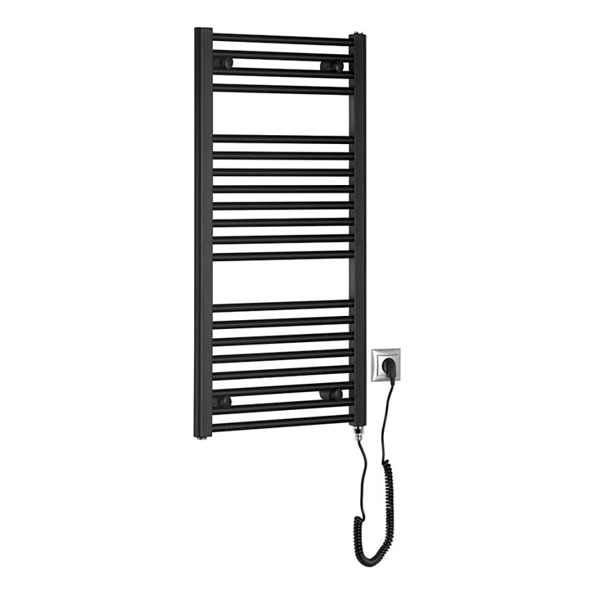 Aqualine - Vonios kambario elektrinis radiatorius DIRECT-E 300W/230V 96 cm matinis juodas tiesus