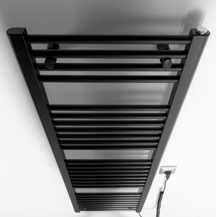Aqualine - Vonios kambario elektrinis radiatorius DIRECT-E 400W/230V 132 cm matinis juodas tiesus