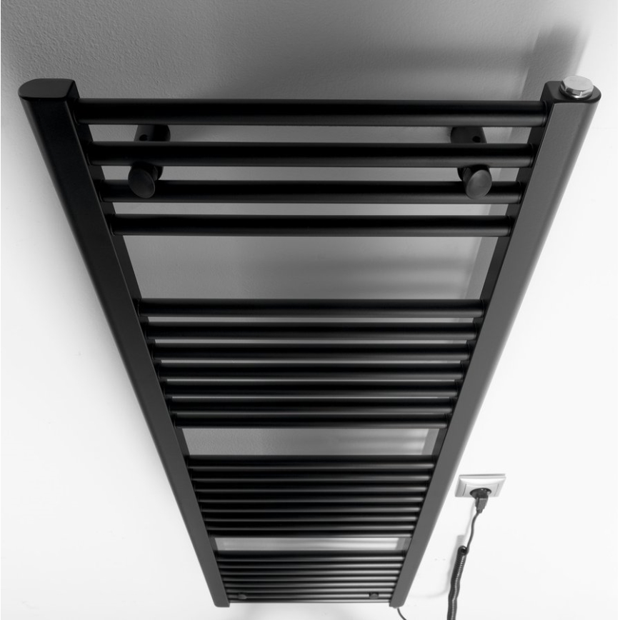 Aqualine - Vonios kambario elektrinis radiatorius DIRECT-E 400W/230V 132 cm matinis juodas tiesus