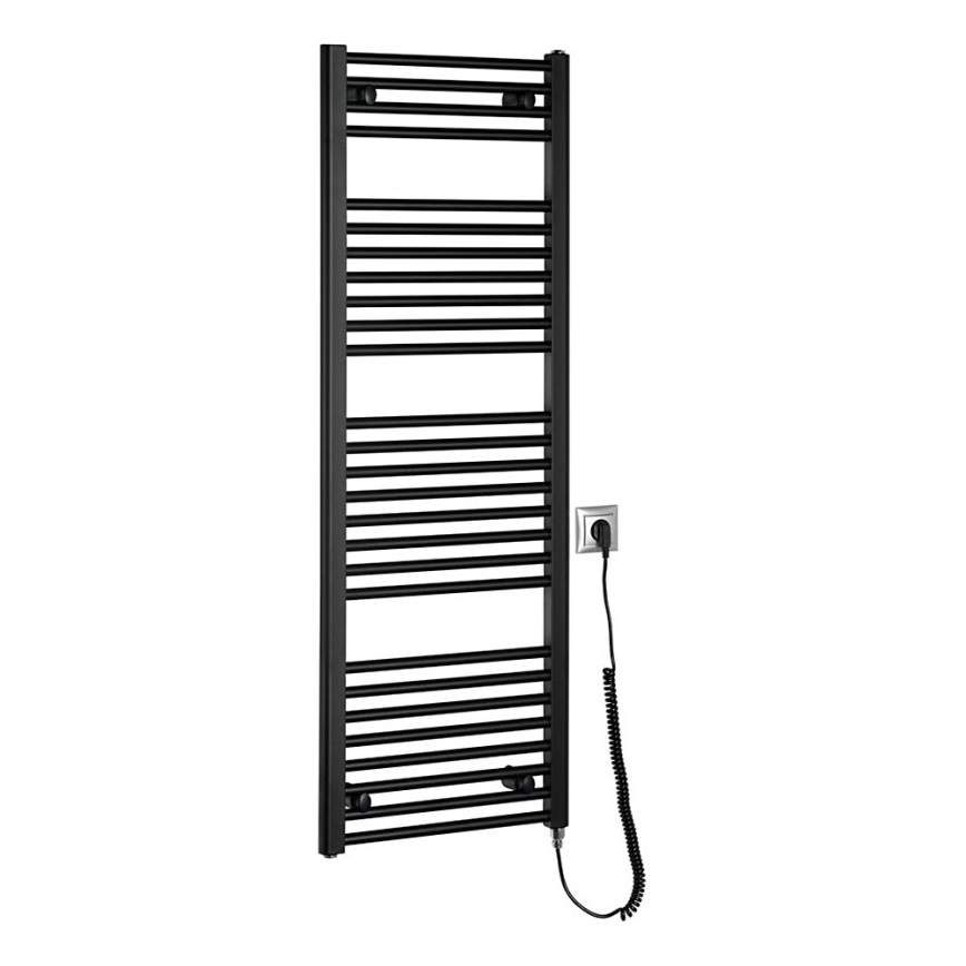 Aqualine - Vonios kambario elektrinis radiatorius DIRECT-E 400W/230V 132 cm matinis juodas tiesus