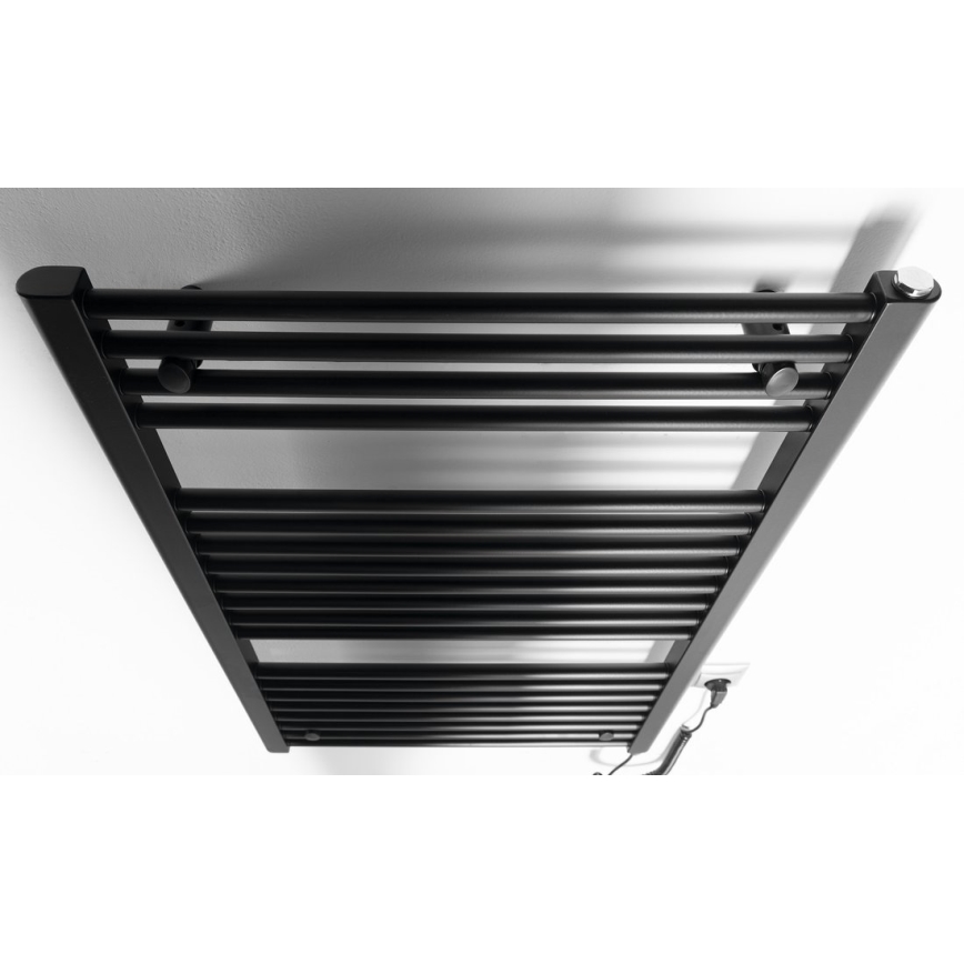 Aqualine - Vonios kambario elektrinis radiatorius DIRECT-E 400W/230V 96 cm matinis juodas tiesus