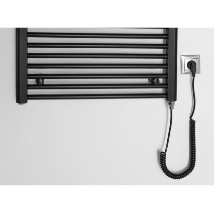 Aqualine - Vonios kambario elektrinis radiatorius DIRECT-E 400W/230V 96 cm matinis juodas tiesus