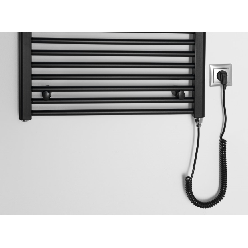 Aqualine - Vonios kambario elektrinis radiatorius DIRECT-E 400W/230V 96 cm matinis juodas tiesus