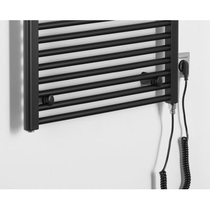 Aqualine - Vonios kambario elektrinis radiatorius DIRECT-E 600W/230V 132 cm matinis juodas tiesus