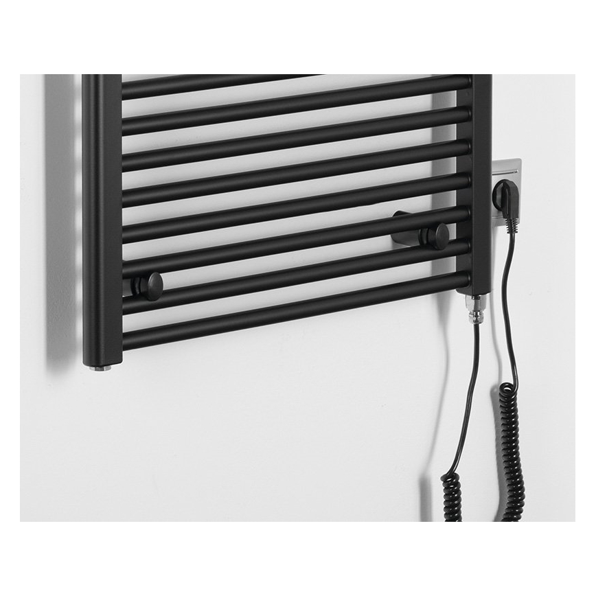 Aqualine - Vonios kambario elektrinis radiatorius DIRECT-E 600W/230V 132 cm matinis juodas tiesus