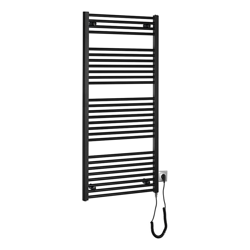 Aqualine - Vonios kambario elektrinis radiatorius DIRECT-E 600W/230V 132 cm matinis juodas tiesus