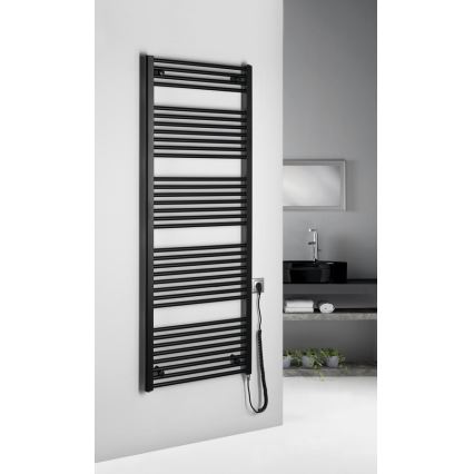 Aqualine - Vonios kambario elektrinis radiatorius DIRECT-E 800W/230V 168 cm matinis juodas tiesus