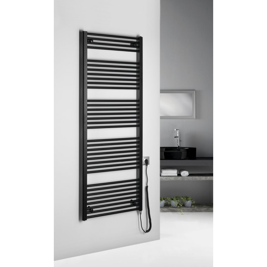 Aqualine - Vonios kambario elektrinis radiatorius DIRECT-E 800W/230V 168 cm matinis juodas tiesus