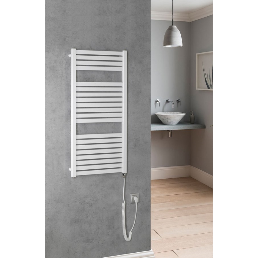 Aqualine - Vonios kambario elektrinis radiatorius TONDI-E 300W/230V 97 cm balta tiesus