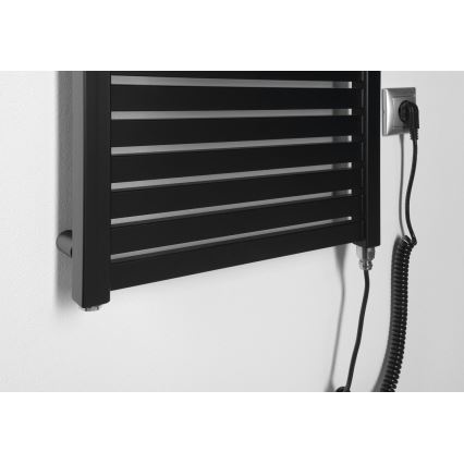 Aqualine - Vonios kambario elektrinis radiatorius TONDI-E 300W/230V 97 cm matinė juoda tiesus