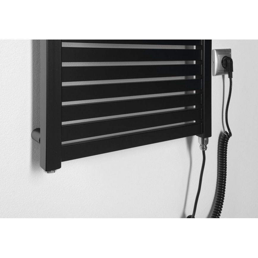 Aqualine - Vonios kambario elektrinis radiatorius TONDI-E 300W/230V 97 cm matinė juoda tiesus