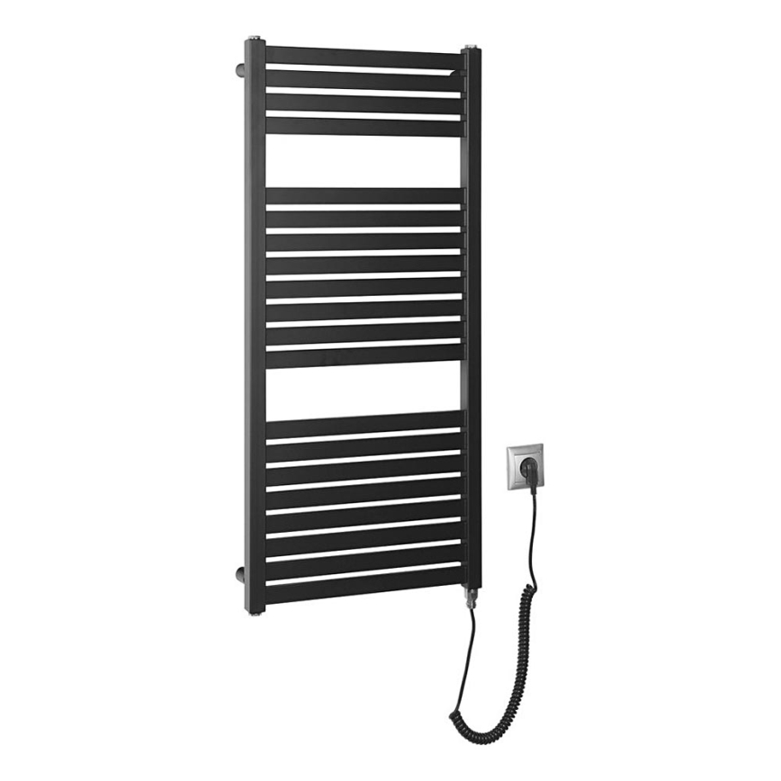 Aqualine - Vonios kambario elektrinis radiatorius TONDI-E 300W/230V 97 cm matinė juoda tiesus