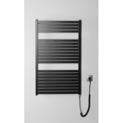 Aqualine - Vonios kambario elektrinis radiatorius TONDI-E 400 W 97x60 cm, matinė juodos spalvos