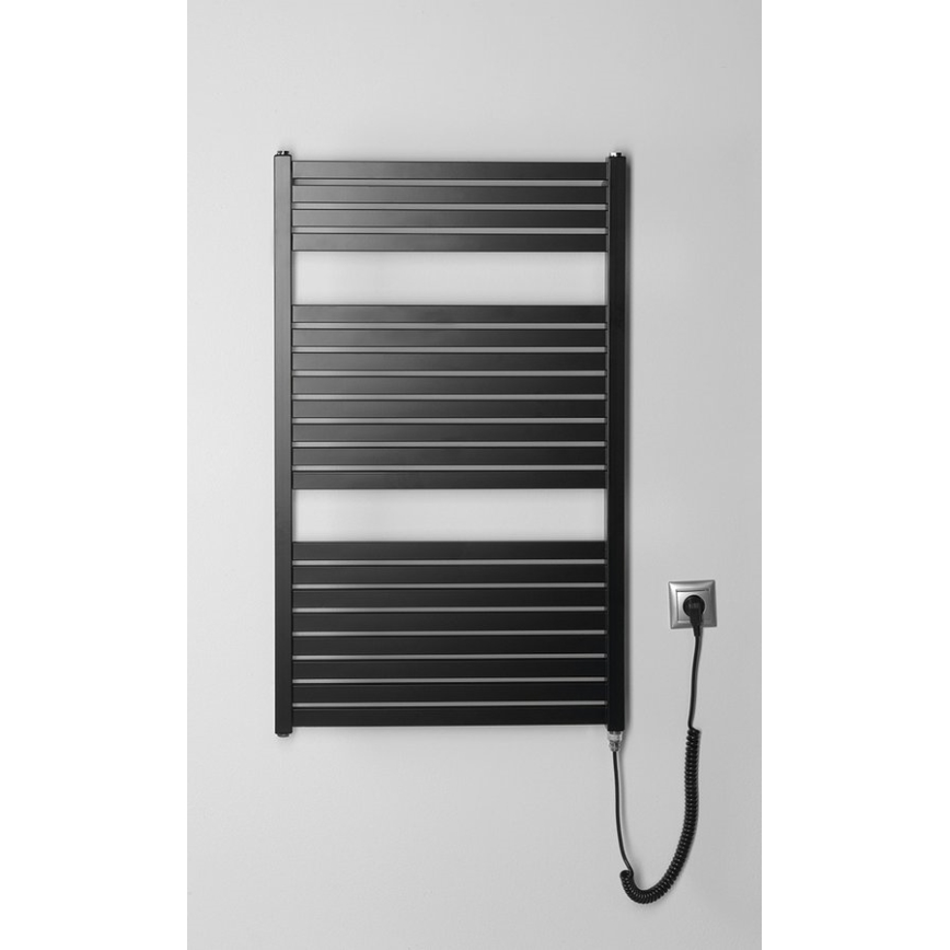 Aqualine - Vonios kambario elektrinis radiatorius TONDI-E 400 W 97x60 cm, matinė juodos spalvos