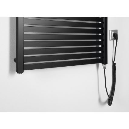 Aqualine - Vonios kambario elektrinis radiatorius TONDI-E 400 W 97x60 cm, matinė juodos spalvos