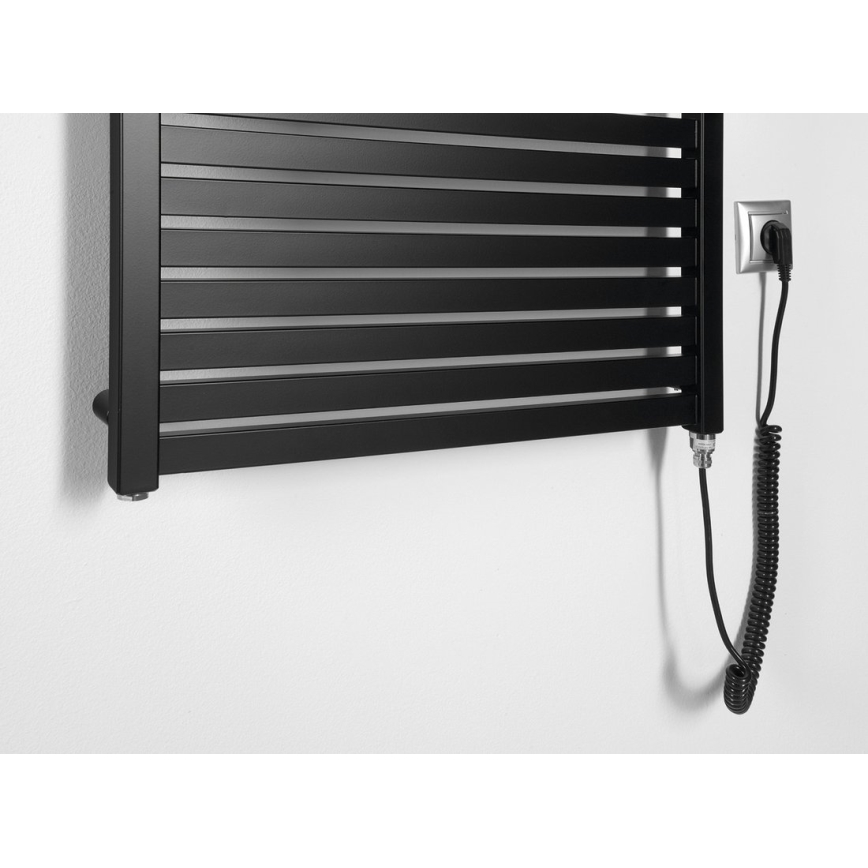 Aqualine - Vonios kambario elektrinis radiatorius TONDI-E 400 W 97x60 cm, matinė juodos spalvos