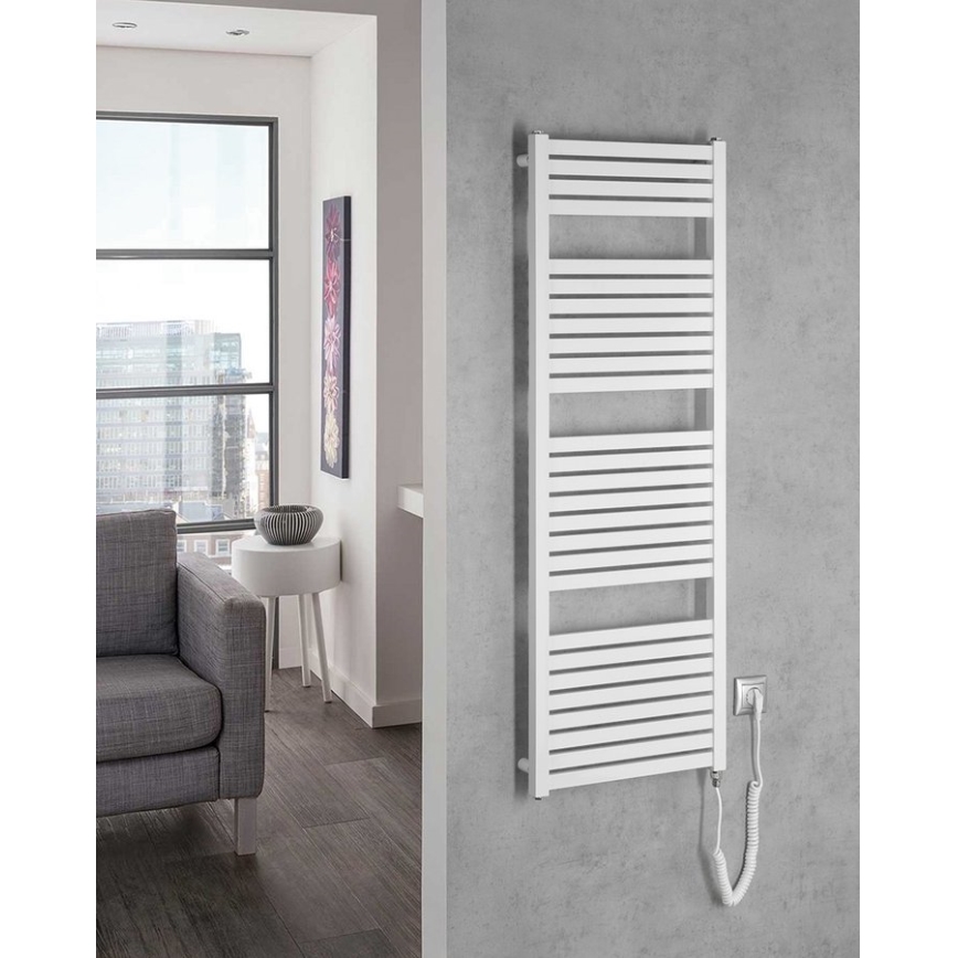Aqualine - Vonios kambario elektrinis radiatorius TONDI-E 500W/230V 133 cm baltas tiesus