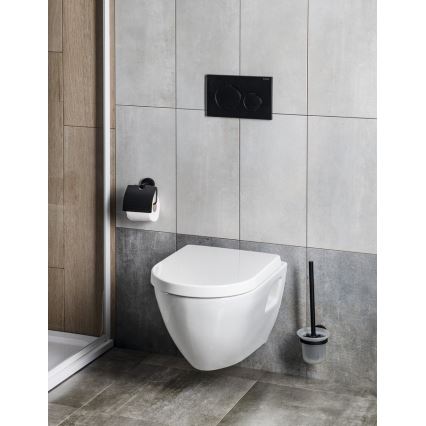 Aqualine - Sieninė WC šepetys SAMBA matinio stiklo/juodos matinės spalvos
