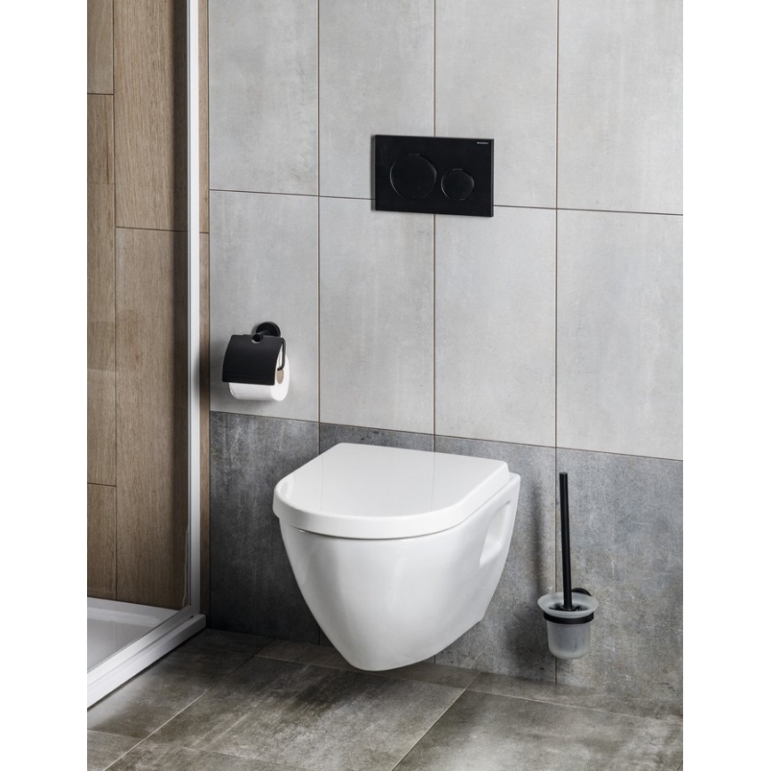 Aqualine - Sieninė WC šepetys SAMBA matinio stiklo/juodos matinės spalvos