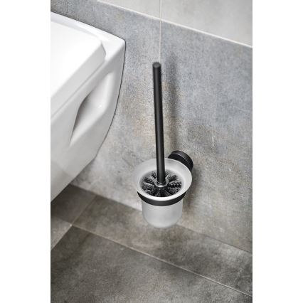 Aqualine - Sieninė WC šepetys SAMBA matinio stiklo/juodos matinės spalvos
