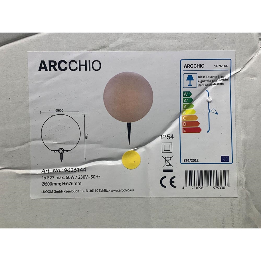 Arcchio - Lauko lempa SENADIN 1xE27/60W/230V 60 cm IP54