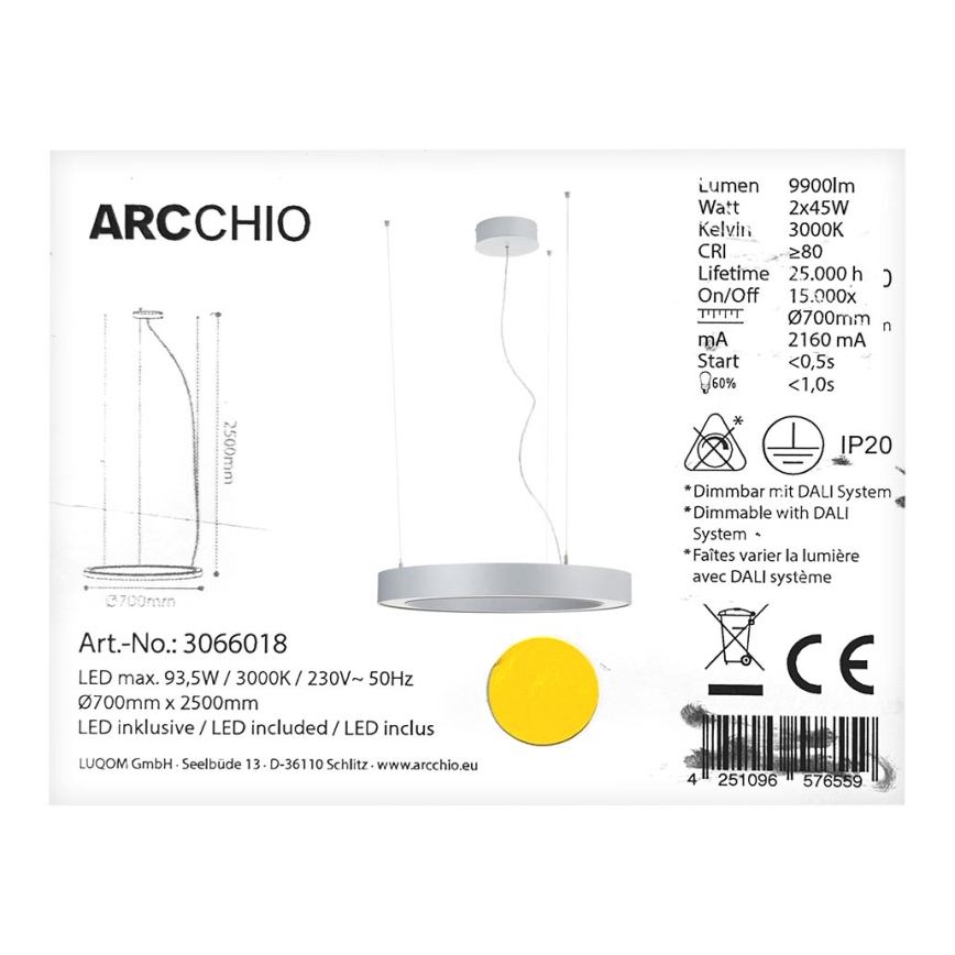 Arcchio - LED Pakabinamas sietynas PIETRO 2xLED/45W/230V