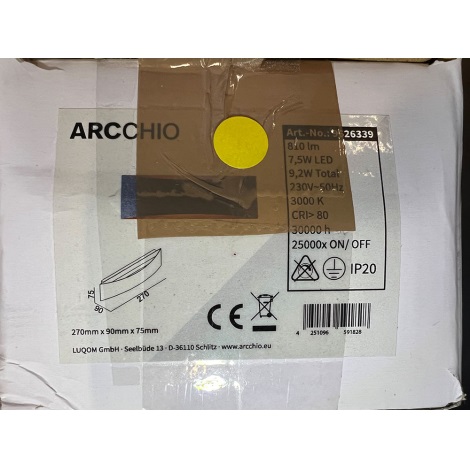 Archchio - LED Sieninis šviestuvas DANTA LED/8W/230V