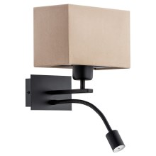 Argon 1043 - LED Sieninė lempa BILL 1xE27/15W/230V + LED/4,5W smėlio spalva/juoda