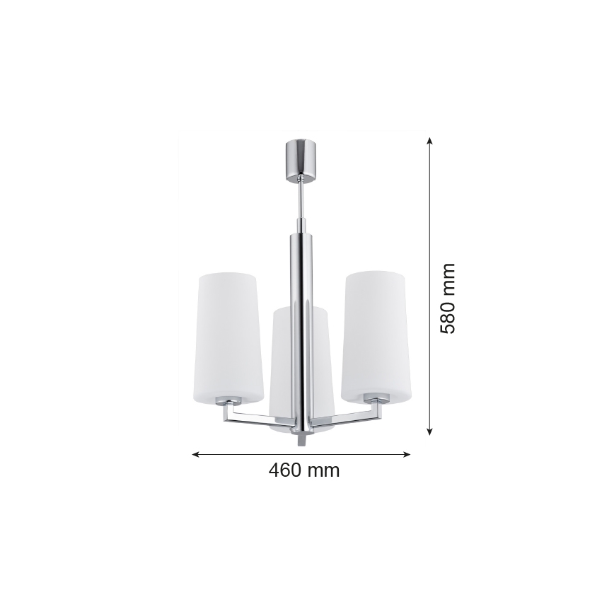 Argon 1224 - Sietynas ant stulpo CAMELOT 3xE27/15W/230V blizgus chromas