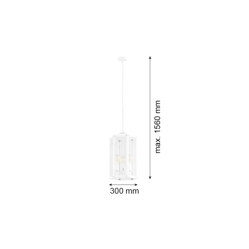 Argon 1251 - Sietynas ant grandinės BODRUM 3xE27/15W/230V baltas