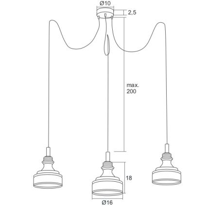 Argon 1354 - LED sietynas, kabinamas ant virvės TULUZA 3xLED/5W/230V