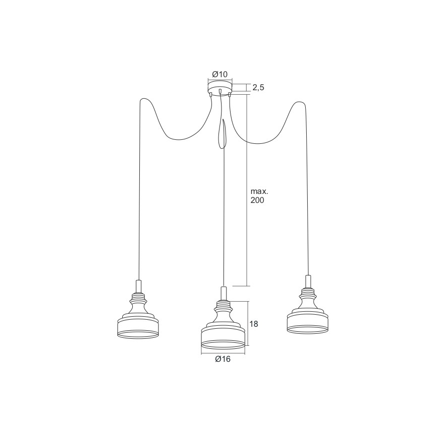 Argon 1354 - LED sietynas, kabinamas ant virvės TULUZA 3xLED/5W/230V