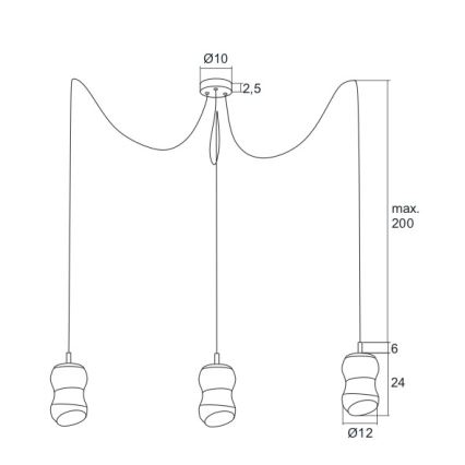 Argon 1357 - LED sietynas, kabinamas ant virvės GARDA 3xLED/5W/230V