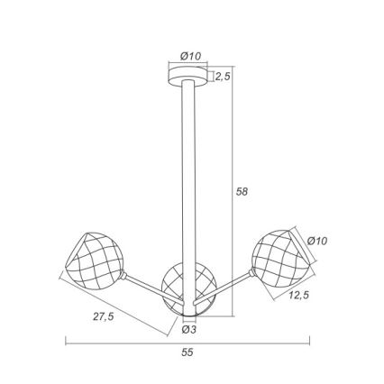 Argon 1358 - LED sietynas BELLUNO 3xLED/5W/230V