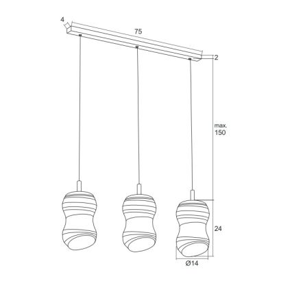 Argon 1366 - LED sietynas, kabinamas ant virvės COMO 3xLED/5W/230V