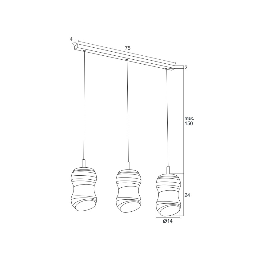 Argon 1366 - LED sietynas, kabinamas ant virvės COMO 3xLED/5W/230V