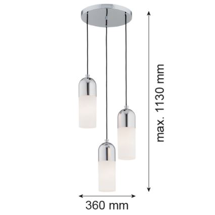 Argon 1465 - Pakabinamas sietynas BURGOS 3xE27/15W/230V blizgus chromas