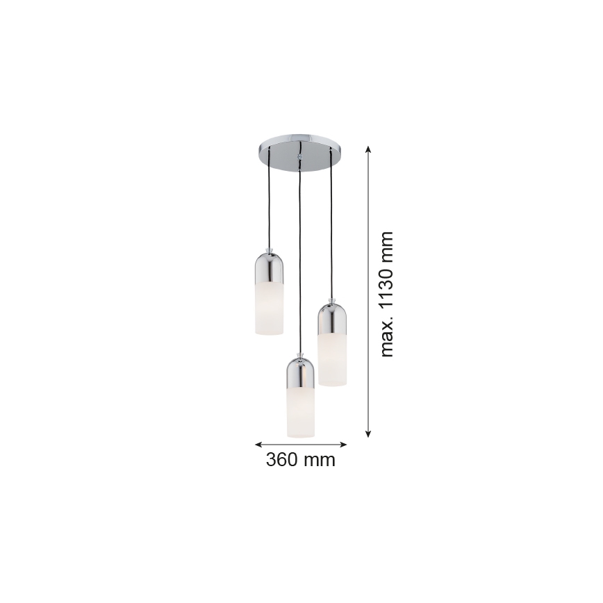 Argon 1465 - Pakabinamas sietynas BURGOS 3xE27/15W/230V blizgus chromas