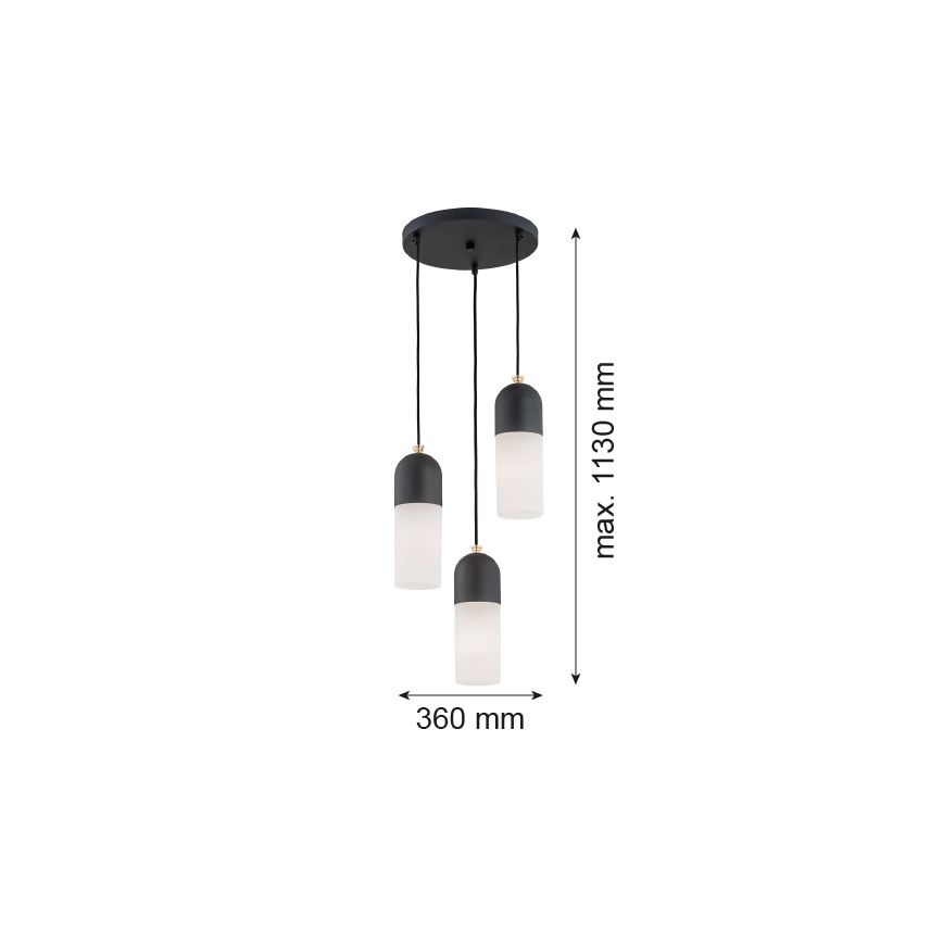 Argon 1467 - Pakabinamas sietynas BURGOS 3xE27/15W/230V juodas