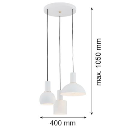 Argon 1468 - Pakabinamas sietynas SINES 3xE27/15W/230V baltas