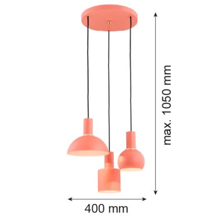 Argon 1469 - Pakabinamas sietynas SINES 3xE27/15W/230V oranžinė