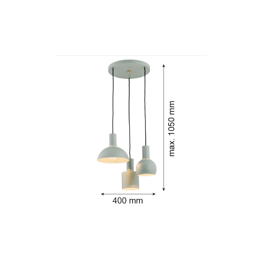 Argon 1470 - Pakabinamas sietynas SINES 3xE27/15W/230V žalias