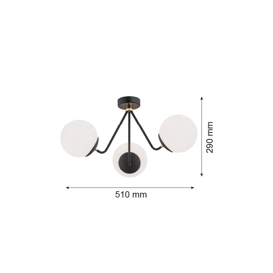 Argon 1478 - Ant pagrindo montuojamas sietynas TOMAR 3xE27/15W/230V juodas