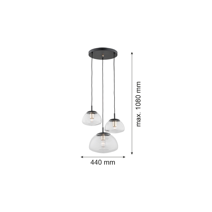 Argon 1492 - Pakabinamas sietynas TRINI 3xE27/15W/230V juodas