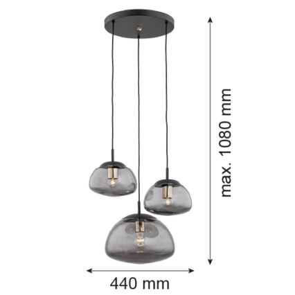 Argon 1493 - Pakabinamas sietynas TRINI 3xE27/15W/230V juodas